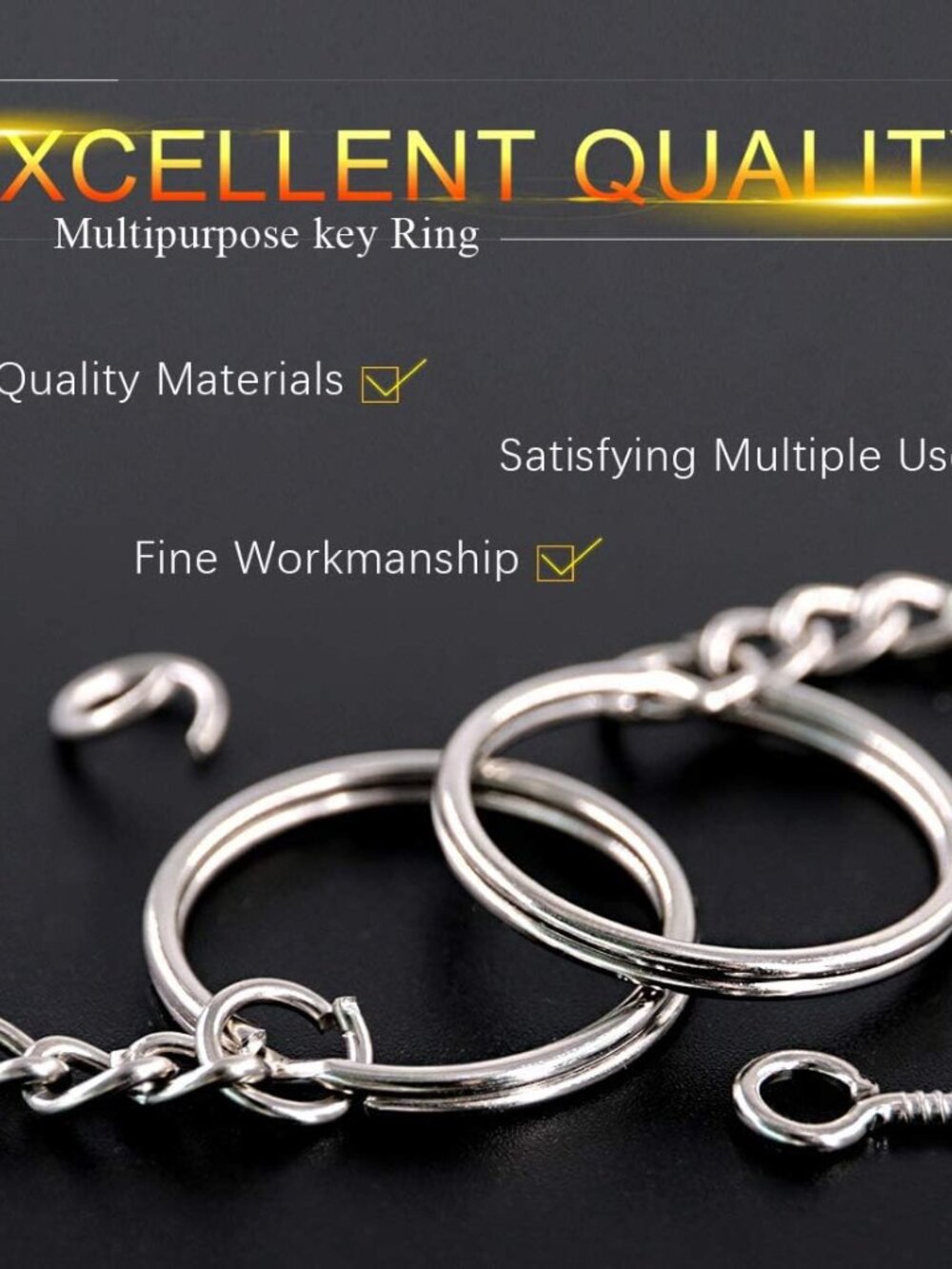 450Pcs 1" 25mm Sliver Key Chain Rings Kit, Including 150Pcs Keychain Rings with - Picture 3 of 7